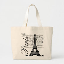Vintager Paris- u. Eiffel-Turm-Aufkleber Leinentaschen
