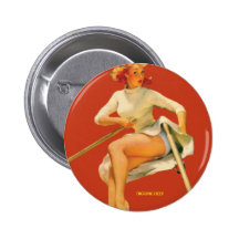 Vintager Pinup, der tief gräbt Button