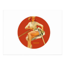 Vintager Pinup, der tief gräbt Postkarte