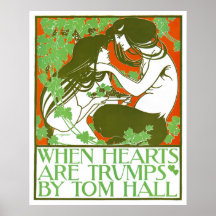 Vintager Plakat-Druck: Wenn Herzen Trumpf sind