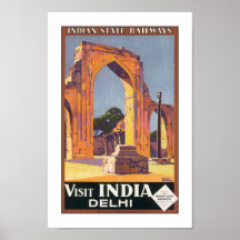 Vintager Reise-Plakat-Druck Delhis Indien