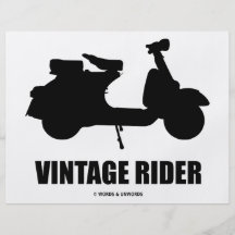 Vintager Reiter (Bewegungsroller-Silhouette) Vollfarbige Flyer