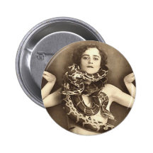 Vintager Retro Frauensideshow-Schlangen-Charmeur Anstecknadelbuttons