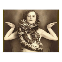 Vintager Retro Frauensideshow-Schlangen-Charmeur Postkarten