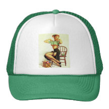 Vintager retro Gil Elvgren, der Pin herauf Mädchen Truckerkappen