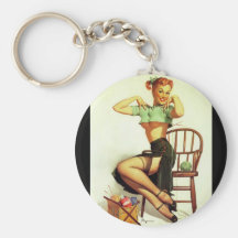 Vintager retro Gil Elvgren, der Pin herauf Mädchen Schlüsselanhänger