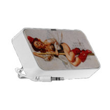 Vintager Retro Gil Elvgren FeuerwehrmannPin herauf Laptop Lautsprecher