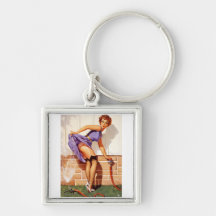 Vintager Retro Gil Elvgren Pin herauf Mädchen Schlüsselanhänger