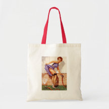 Vintager Retro Gil Elvgren Pin herauf Mädchen Leinentaschen