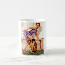 Vintager Retro Gil Elvgren Pin herauf Mädchen Kaffee Tasse