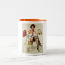 Vintager Retro Gil Elvgren Pin herauf Mädchen Kaffeetassen