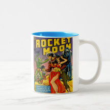 VINTAGER SCI FI-COMICEN zwei Ton-Becher Kaffee Tassen
