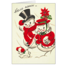 Vintager Snowman und Snowwoman Karte