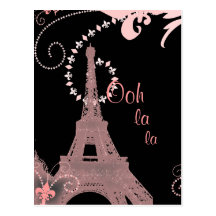 Vintager Turm Paris Eiffel des ooh Lalarosas Postkarte