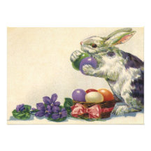 Vintager viktorianischer Osterhase, Eier und Blume Individuelle Einladung