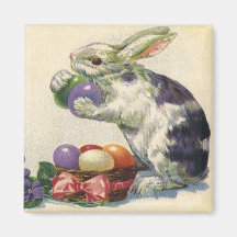 Vintager viktorianischer Osterhase, Eier und Blume Kühlschrankmagnet