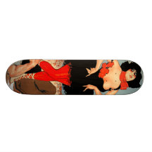 Vintager viktorianischer Tänzer-rotes Strumpfhose- Bedrucktes Skateboard