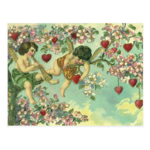 Vintager viktorianischer Valentinstag-Amor-Herz-Ba Postkarten
