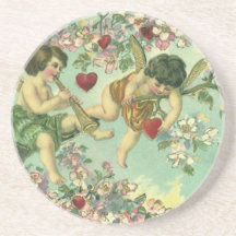 Vintager viktorianischer Valentinstag-Amor-Herz-Ba Bierdeckel