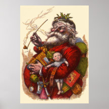 Vintager viktorianischer Weihnachtsmann, der ein R Posterdrucke