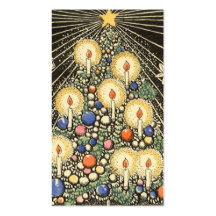 Vintager Weihnachtsbaum-Lit leuchtet Stern-Strümpf Visitenkarten Vorlage
