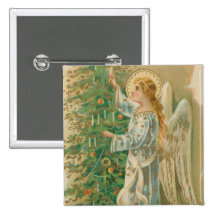 Vintager Weihnachtsengel Button