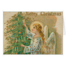 Vintager Weihnachtsengel Grußkarte