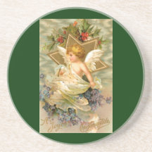 Vintager Weihnachtsengels-Stern Getränke Untersetzer
