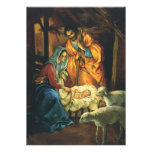 Vintager WeihnachtsNativity, Baby Jesus in der Kri Einladung