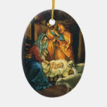 Vintager WeihnachtsNativity, Baby Jesus in der Kri Ornament