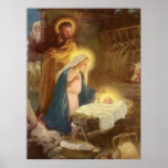 Vintager WeihnachtsNativity, Baby Jesus Marys Jose Posterdruck