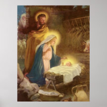 Vintager WeihnachtsNativity, Baby Jesus Marys Jose Posterdruck