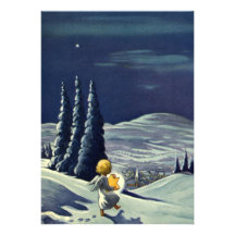 Vintager Weihnachtsschnee-Engel, der mit einem Ste Einladung