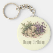 Vintager Welpen-Geburtstag Keychain Schlüsselbänder
