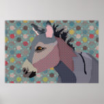 Vintager Zebra-Türkis u. rosa Kunst Posterdrucke
