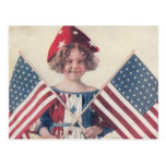 Vintages 4. Juli-kleiner Dame Liberty Postkarte