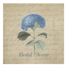 Vintages blaues Hydrangea-Brautparty Individuelle Ankündigskarten