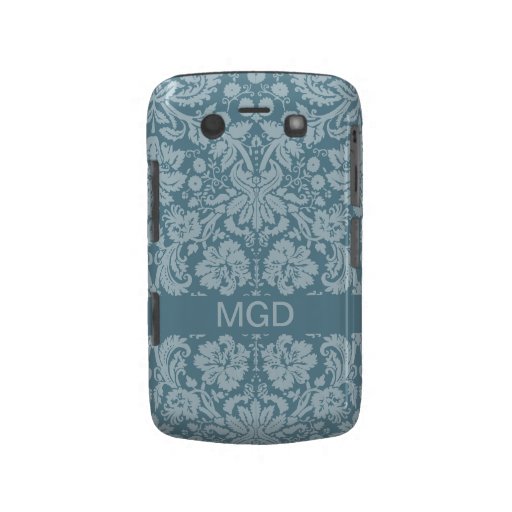 Vintages Blumenkunst nouveau Monogramm blauen Grün Blackberry Bold Case