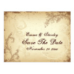 Vintages braunes beige Rolleblatt Save the Date Postkarte