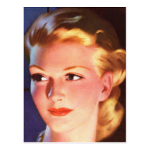 Vintages die Anzeigen-Porträt der Retro Frau der F Postkarte