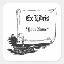 Vintages ex Libris mit Buch-Aufkleber-Schablone