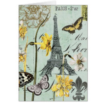 Vintages Frühjahr in Turm Notecard Paris Eiffel Karte