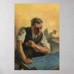 Vintages Geschäft, Architekten-wiederholenpläne Posterdrucke