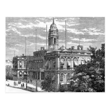 Vintages gravierendes New York City Hall 1872 Postkarten