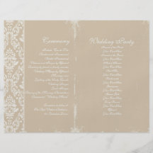 Vintages Hochzeits-Zeremonie-Programm Personalisierte Flyer