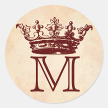 Vintages Kronen-Monogramm Runder Aufkleber