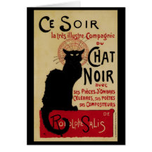 Vintages Kunst Nouveau Plakat; Cer Soir Chat Noir Grußkarten
