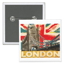 Vintages London-Plakat Anstecknadelbuttons