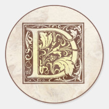 Vintages Monogramm D Runder Sticker