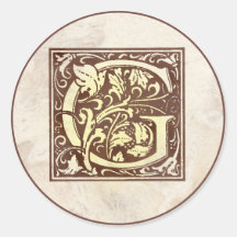 Vintages Monogramm G Runder Sticker